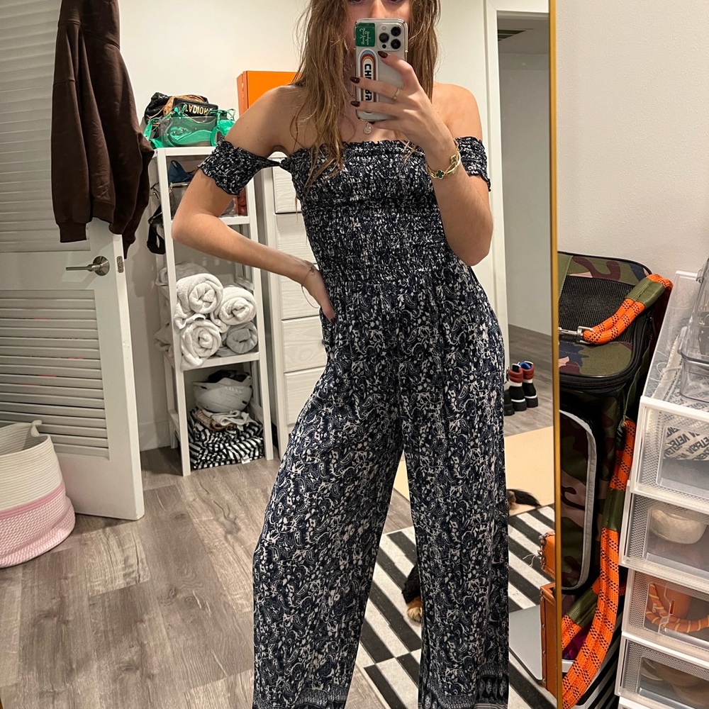 Off the Shoulder Ruched Top Jumpsuit